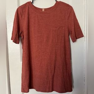 Lunya Restore Heather Red Pima Cotton Blend Pocket Tee sz XS